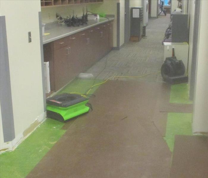SERVPRO DRY, air movers in hallway